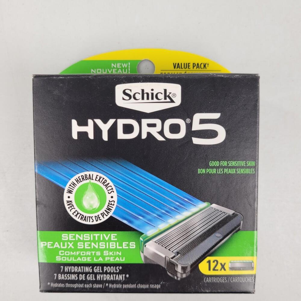 Schick Hydro 5 or 3 Sensitive Skin Comfort 5-Blade Razor Refill 12 x Cartridge